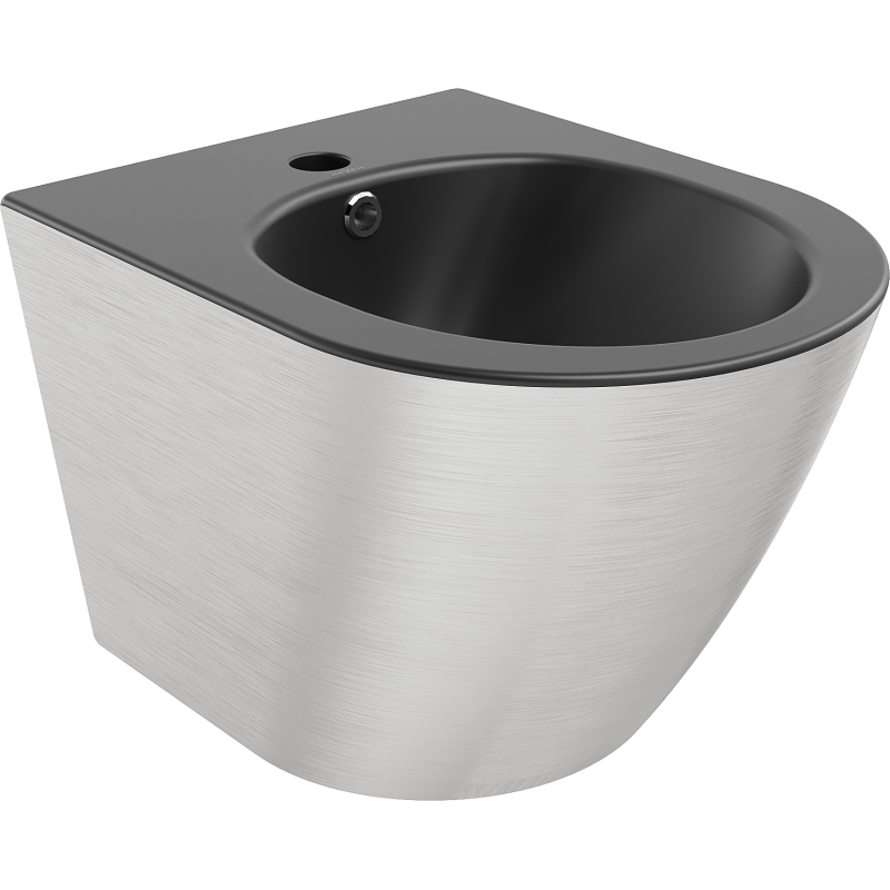 Mexen Lena bidet sospeso, nero opaco/motivo a linee argento - 35224873