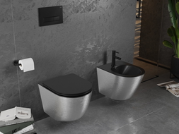 Mexen Lena bidet hangend, zwart mat/zilveren lijnpatroon - 35224873