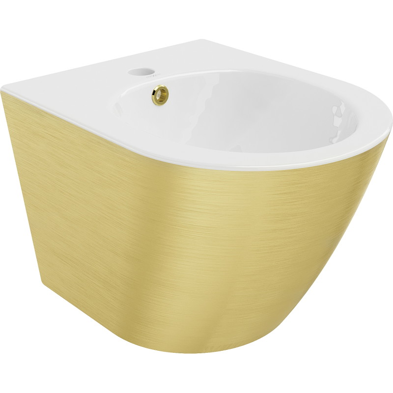 Mexen Lena bidé colgante, blanco/diseño dorado en líneas - 35224807