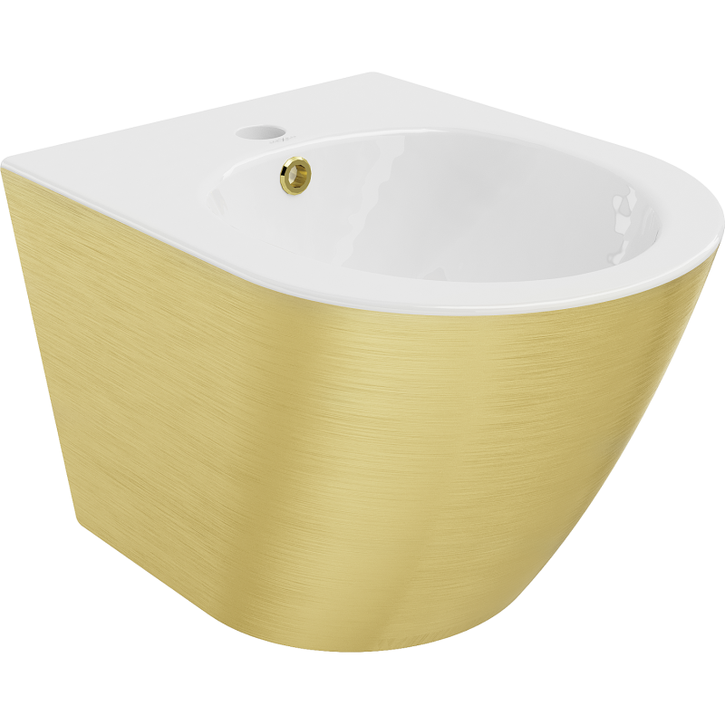 Mexen Lena bidet wiszący, biały/złoty wzór linie - 35224807