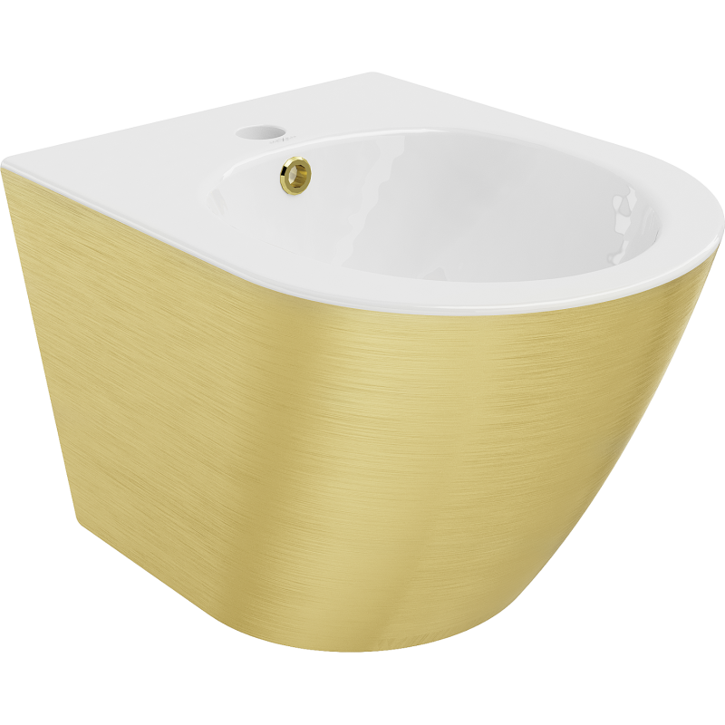 Mexen Lena wandhaangend Bidet, wäiss/goldene Linnmuster - 35224807
