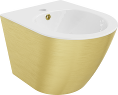 Mexen Lena wandhaangend Bidet, wäiss/goldene Linnmuster - 35224807
