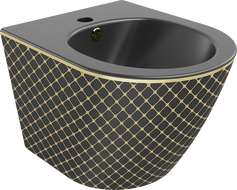 Mexen Lena hangende bidet, zwart mat/gouden ruitpatroon - 35224879