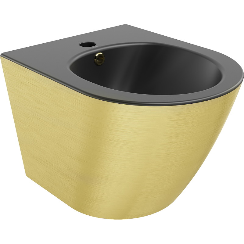 Mexen Lena bidé colgante, negro mate/patrón dorado líneas - 35224877