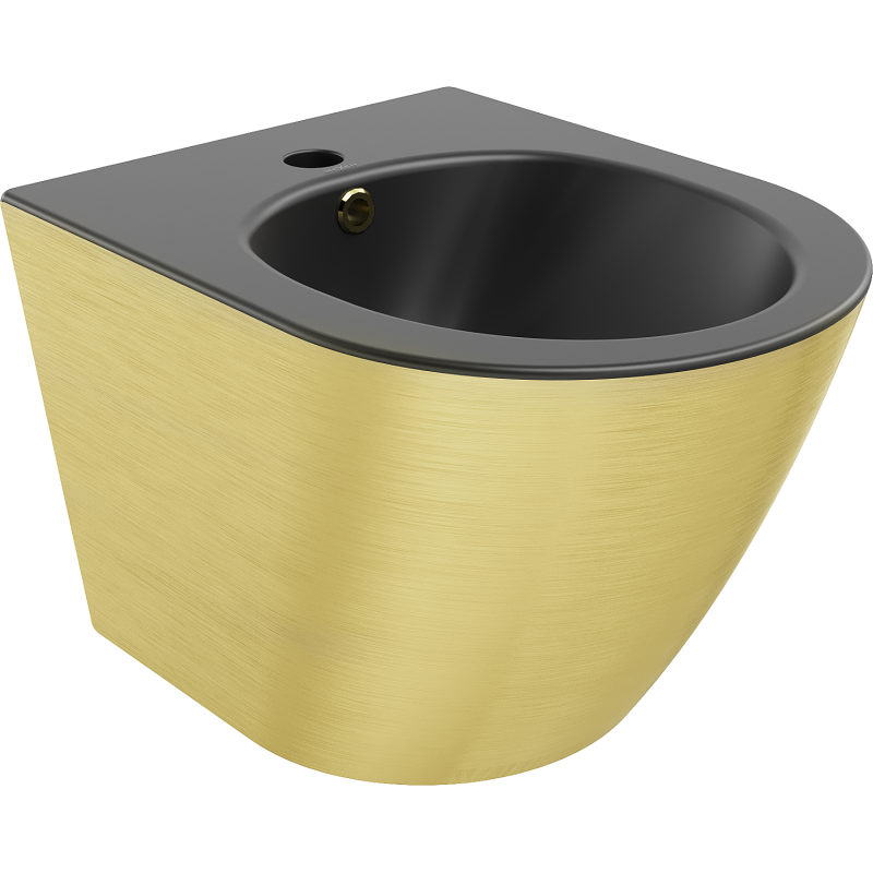 Mexen Lena bidé suspendido, negro mate/diseño de líneas doradas - 35224877