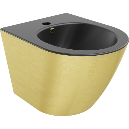 Mexen Lena bidé suspendido, negro mate/diseño de líneas doradas - 35224877