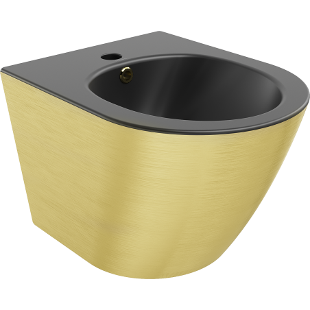 Mexen Lena bidé suspenso, preto mate/padrão dourado linhas - 35224877