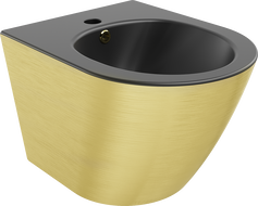 Mexen Lena bidé suspenso, preto mate/padrão dourado linhas - 35224877