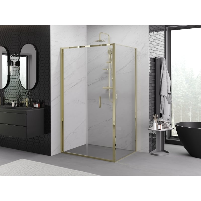 Mexen Exo-F cabina doccia pieghevole 110 x 100 cm, trasparente, oro - 816-110-100-50-00