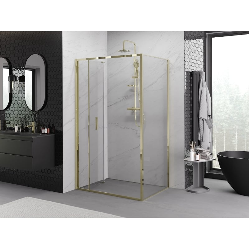 Mexen Exo-F cabina doccia pieghevole 110 x 100 cm, trasparente, oro - 816-110-100-50-00
