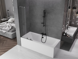 Mexen Velar L parawan nawannowy 2-skrzydłowy rozsuwany 70 x 150 cm, transparent, gun metal  - 896-070-003-01-95