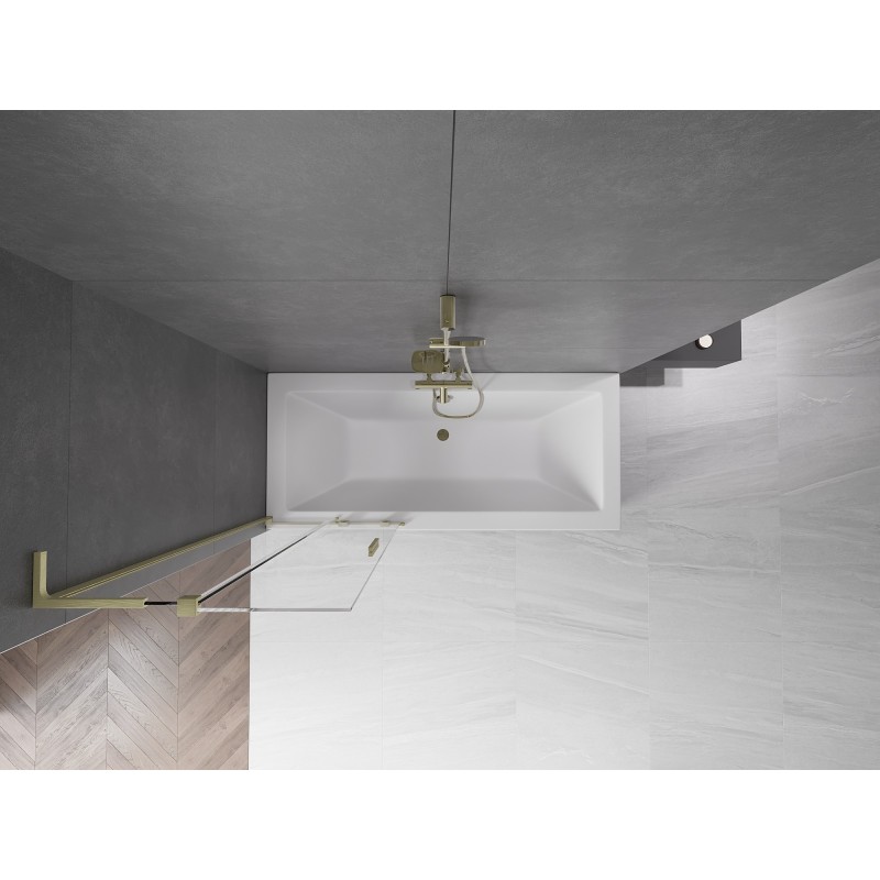 Mexen Velar L parawan nawannowy 2-skrzydłowy rozsuwany 70 x 150 cm, transparent, złoty szczotkowany - 896-070-003-01-55