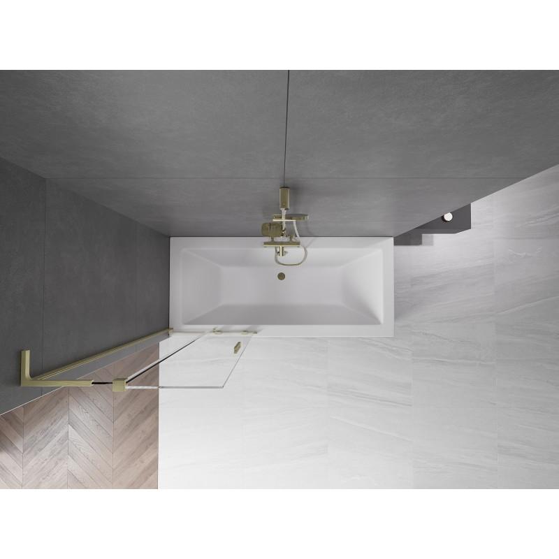 Mexen Velar L vannitoa libisev dušisein, 2-osaline 70 x 150 cm, läbipaistev, harjatud kuldne - 896-070-003-01-55