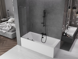 Mexen Velar L parawan nawannowy 2-skrzydłowy rozsuwany 80 x 150 cm, transparent, gun metal - 896-080-003-01-95