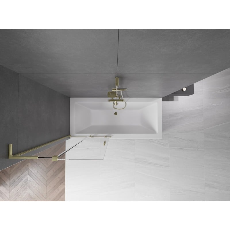 Mexen Velar L parawan nawannowy 2-skrzydłowy rozsuwany 80 x 150 cm, transparent, złoty szczotkowany - 896-080-003-01-55