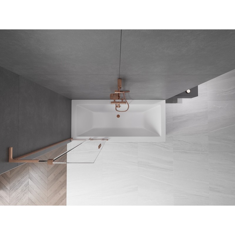 Mexen Velar L parawan nawannowy 2-skrzydłowy rozsuwany 70 x 150 cm, transparent, miedź szczotkowana - 896-070-003-01-65