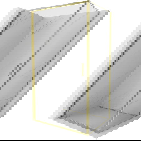 Mexen Exo opklappbar Duschkabinn 85 x 110 cm, transparent, gëllen - 817-085-110-50-00