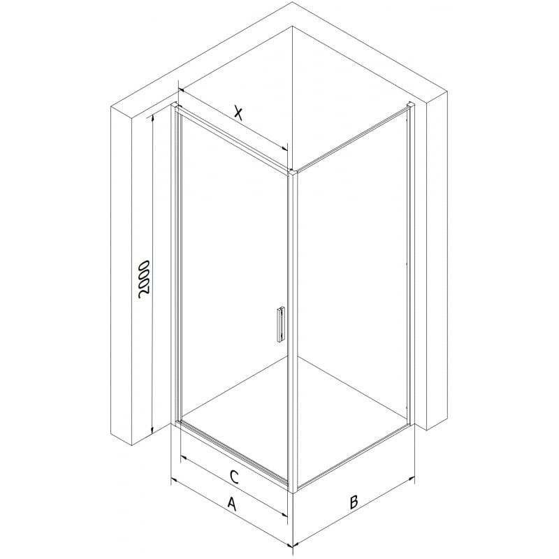 Mexen Exo cabine de duche pivotante 95 x 110 cm, transparente, preta - 817-095-110-70-00