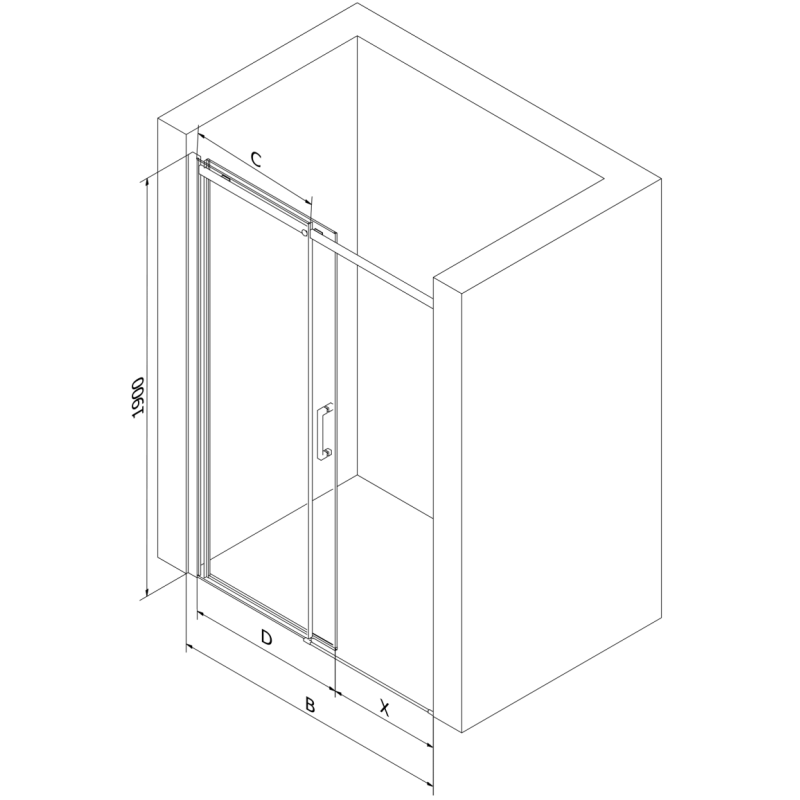 Mexen Omega porte de douche coulissante 110 cm, transparent, chrome - 825-110-000-01-00