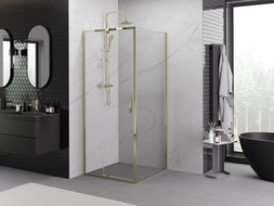 Mexen Exo cabine de douche pivotante 110 x 110 cm, transparent, or - 819-110-110-50-00