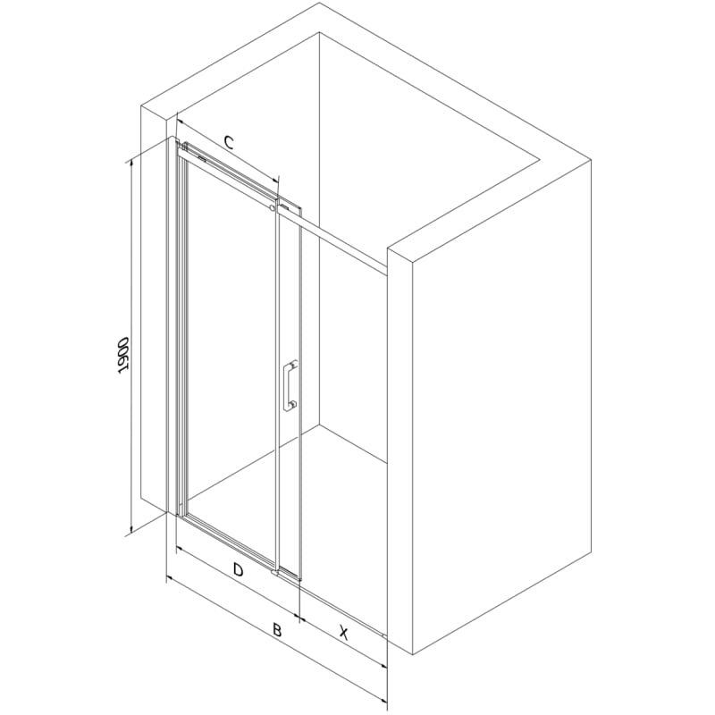 Mexen Omega sliding shower doors 140 cm, transparent, black - 825-140-000-70-00