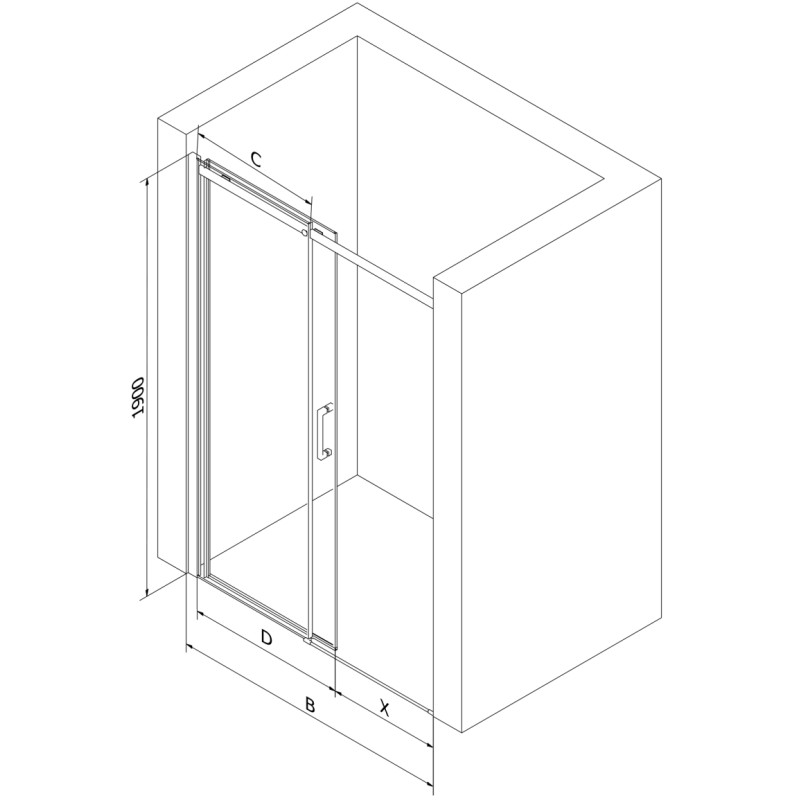 Mexen Omega schuifdouchedeur 160 cm, transparant, zwart - 825-160-000-70-00