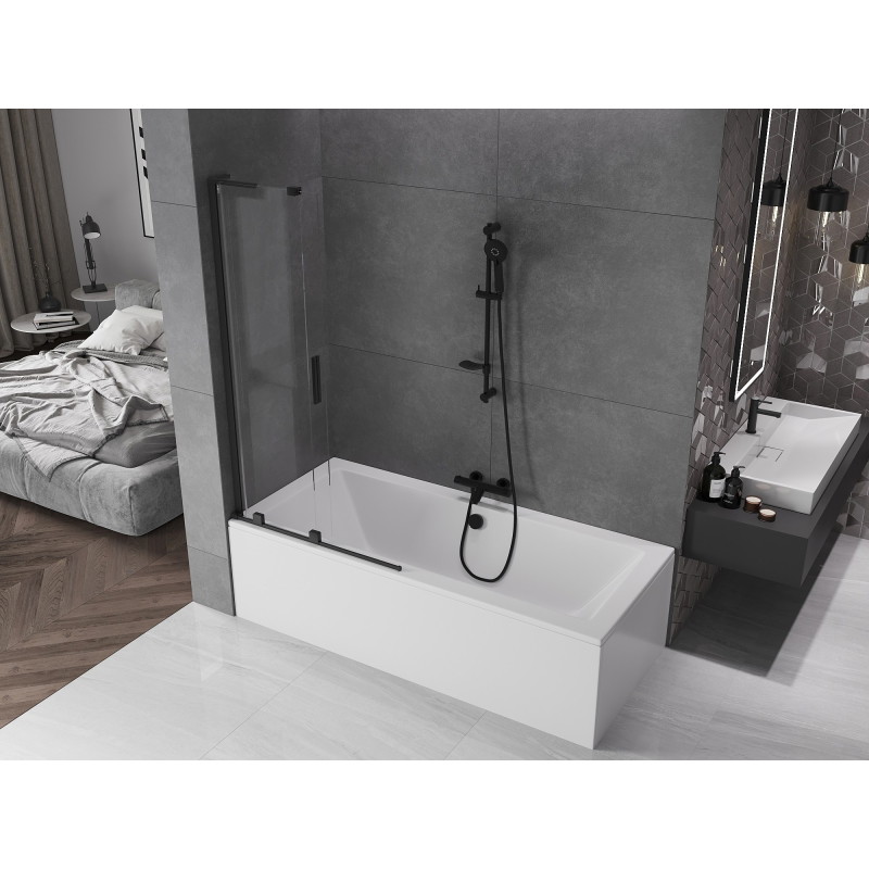 Mexen Velar L vannitoa kaksitiivaline lükandsein 90 x 150 cm, läbipaistev, must - 896-090-003-01-70