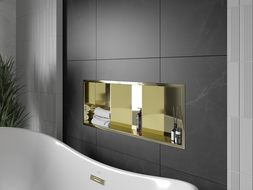 Mexen X-Wall-R półka wnękowa z kołnierzem i półką 90 x 30 cm, złota - 1950903010S