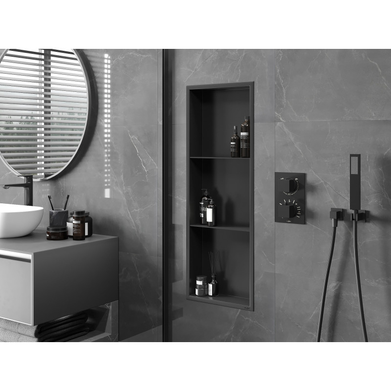 Mexen X-Wall-R nisplank met kraag en plank 90 x 30 cm, zwart - 1970903010S