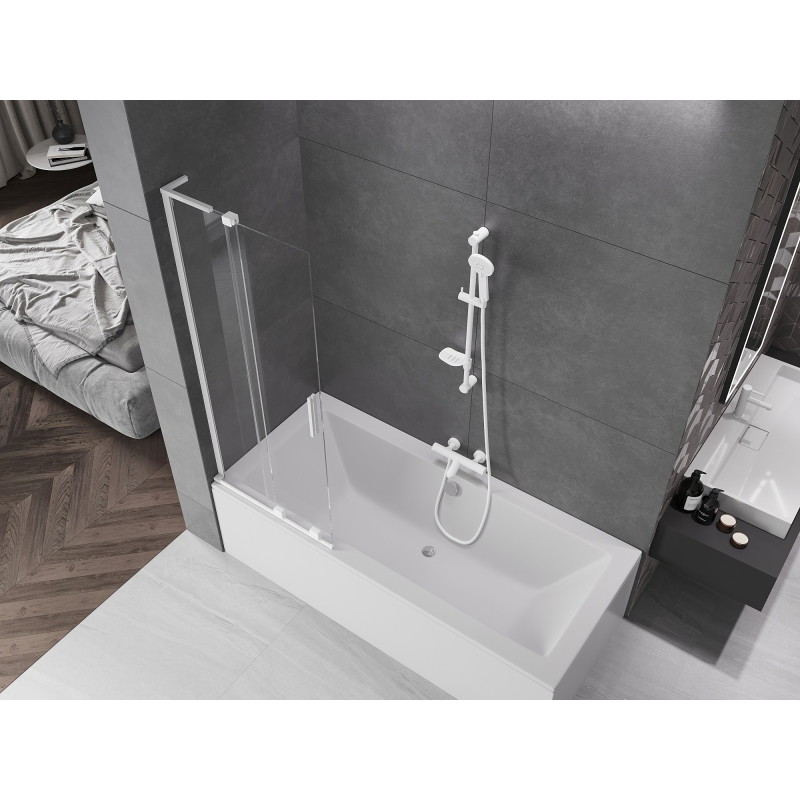 Mexen Velar L vannisein kolmekihiline 2-osaline, lükand 75 x 150 cm, läbipaistev, valge - 896-075-003-01-20