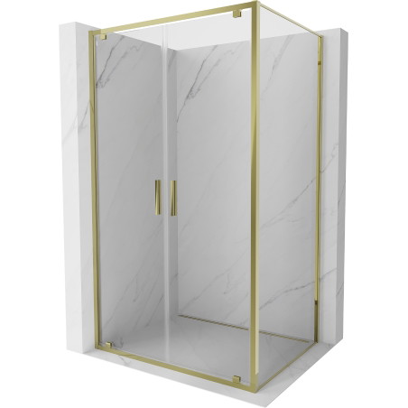 Mexen Exo-BR Duo scharnierende douchecabine 110 x 75 cm, transparant, goud - 8182-110-075-50-00