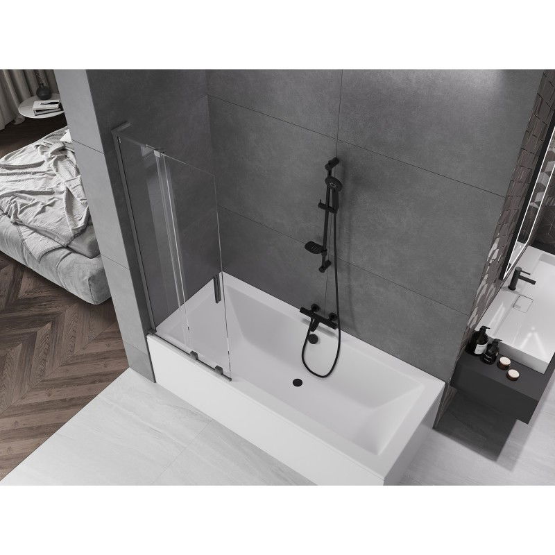 Mexen Velar L Duschtrennwand, 2-teilig, verschiebbar, 75 x 150 cm, transparent, Gun Metal - 896-075-003-01-95