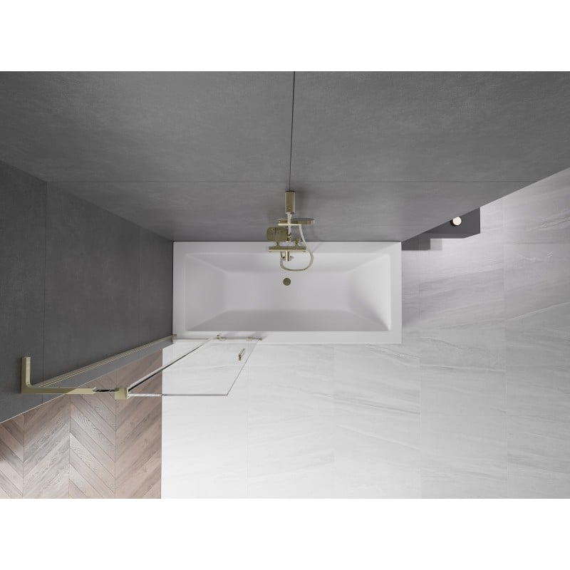 Mexen Velar L paravent de baignoire coulissant à 2 battants 75 x 150 cm, transparent, doré - 896-075-003-01-50