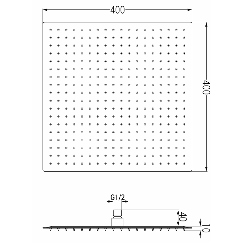 Mexen Slim chuveiro 40 x 40 cm, preto - 79140-70