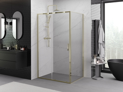 Mexen Exo-S schuifdouchecabine 125 x 120 cm, transparant, goud - 8151-125-120-50-00