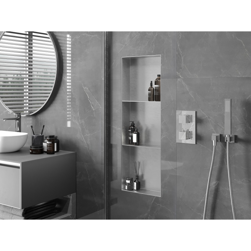 Mexen X-Wall-NR Einbau-Nischenregal ohne Rand mit Regal 90 x 30 cm, Inox - 1911903010S
