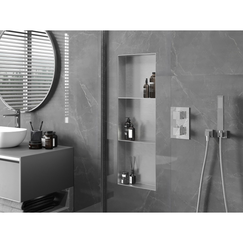 Mexen X-Wall-NR étagère encastrée sans collerette avec tablette 90 x 30 cm, inox - 1911903010S