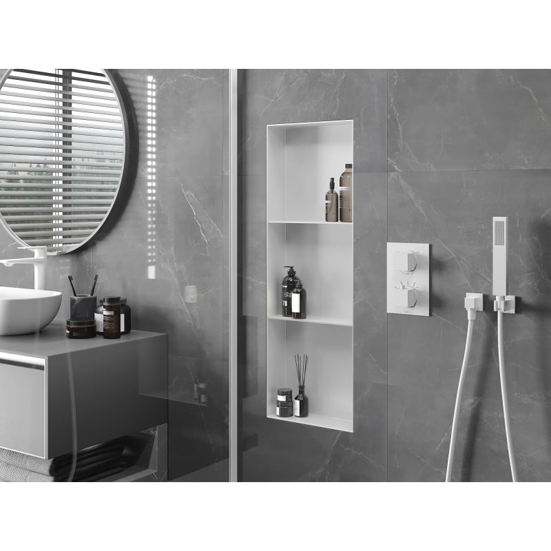 Mexen X-Wall-NR inbouwplank zonder flens met plank 90 x 30 cm, wit - 1921903010S