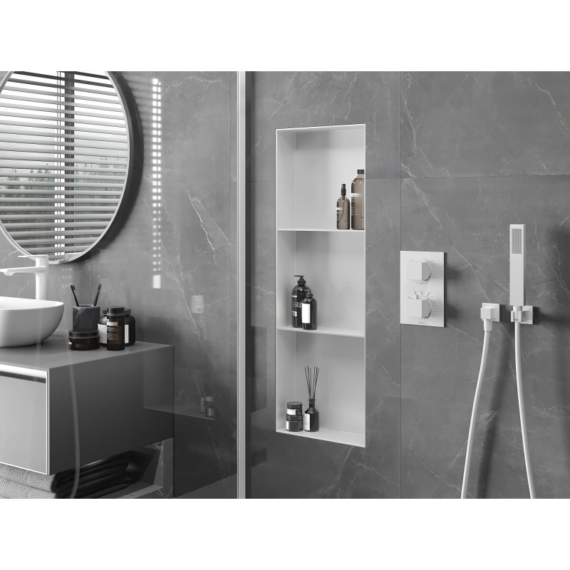 Mexen X-Wall-NR półka wnękowa bez kołnierza z półką 90 x 30 cm, biała - 1921903010S