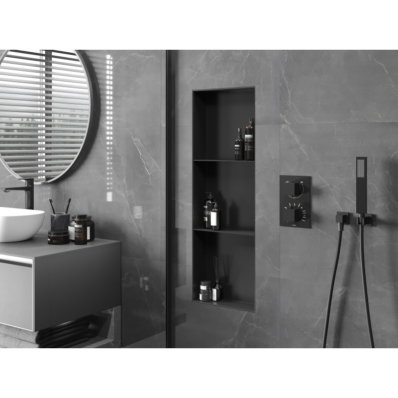 Mexen X-Wall-NR estante empotrado sin reborde con estante de 90 x 30 cm, negro - 1971903010S