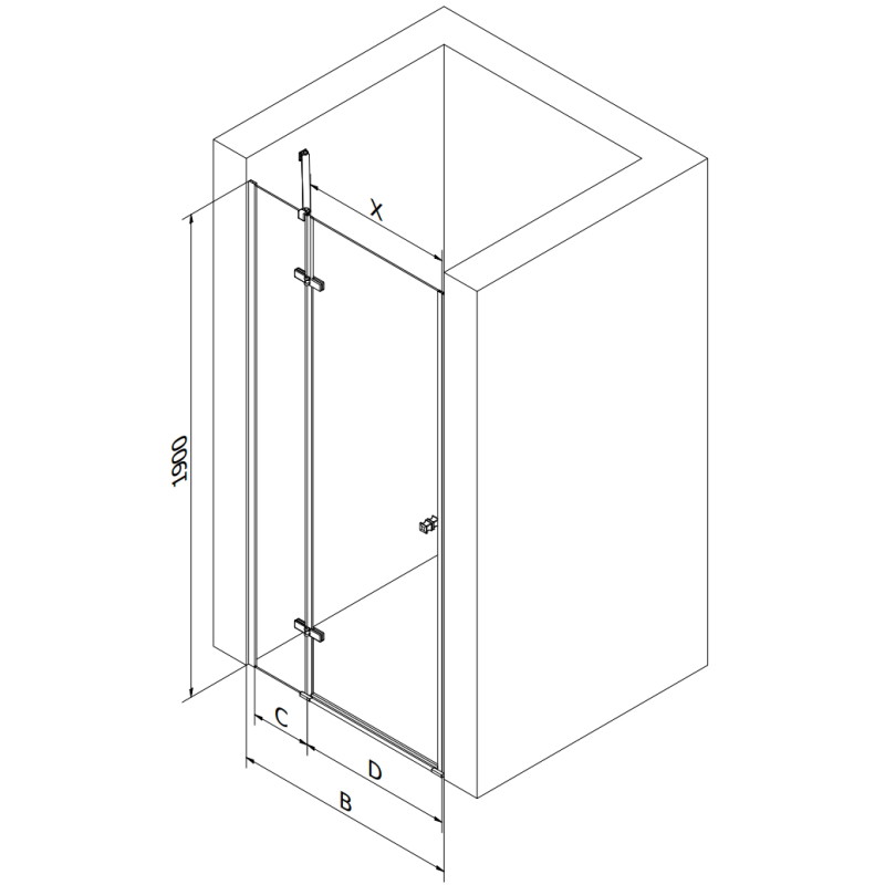 Mexen Roma swing shower doors 120 cm, transparent, gold - 854-120-000-50-00