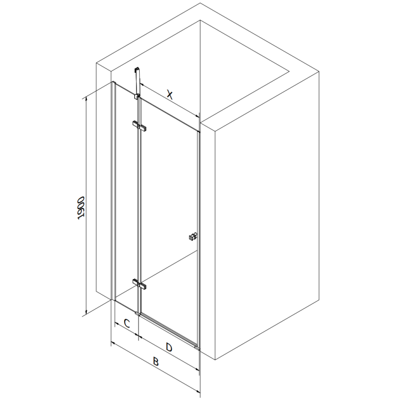 Mexen Roma porte de douche pivotantes 80 cm, transparentes, noires - 854-080-000-70-00