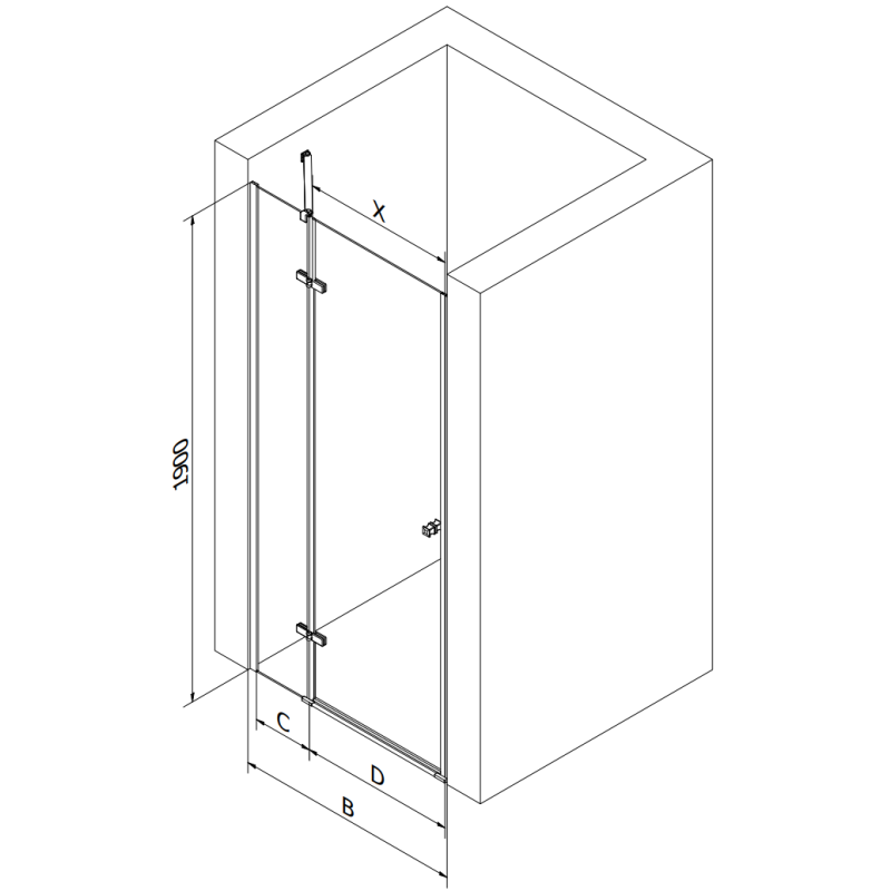 Mexen Roma porte de douche battante 70 cm, transparente, chromée - 854-070-000-01-00