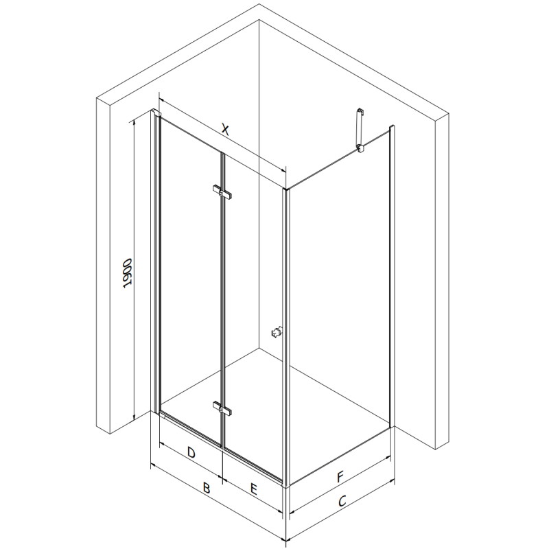 Mexen Lima Faltduschkabine 90 x 70 cm, transparent, Chrom - 856-090-070-01-00