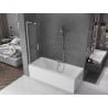 Mexen Velar L paratia per vasca da bagno a 2 ante scorrevoli 85 x 150 cm, trasparente, nichel spazzolato - 896-085-003-01-97