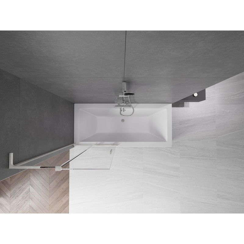 Mexen Velar L 2-delige schuifbare badwand 85 x 150 cm, transparant, geborsteld nikkel - 896-085-003-01-97