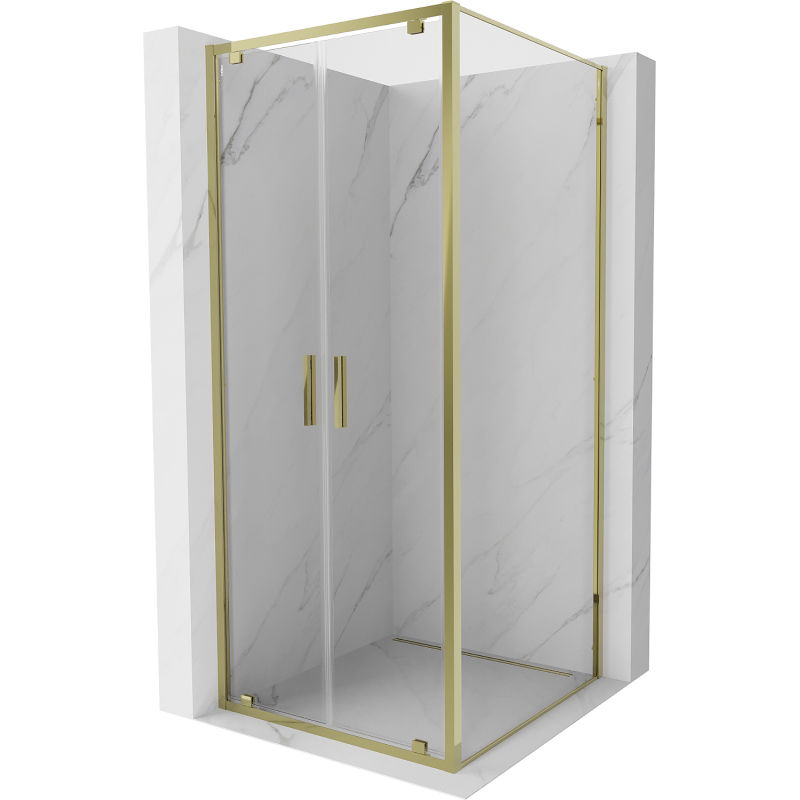 Mexen Exo cabine de douche pivotante 120 x 120 cm, transparent, dorée - 8182-120-120-50-00