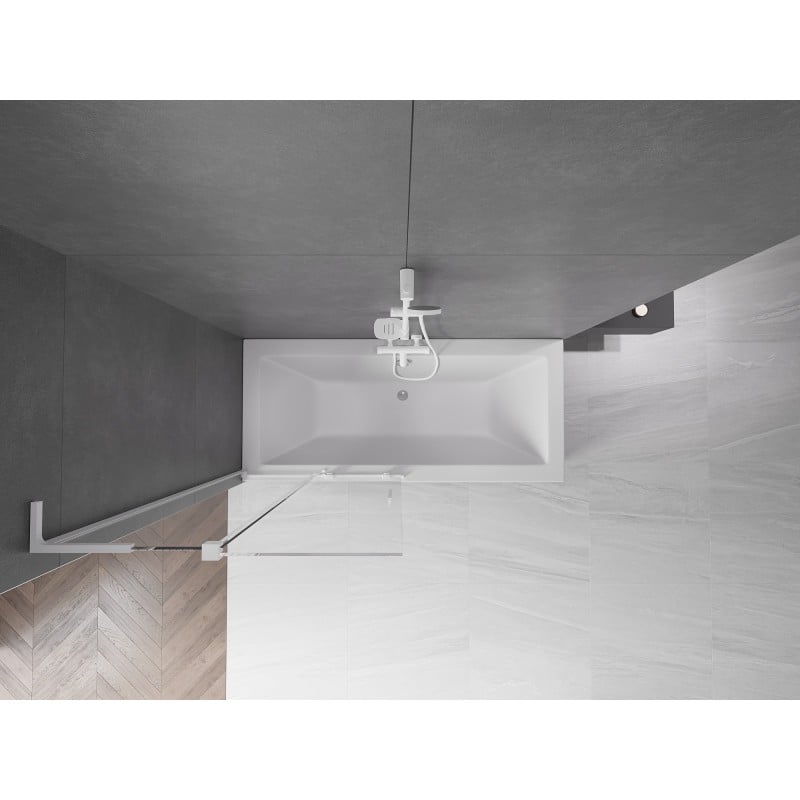 Mexen Velar L parawan nawannowy 2-skrzydłowy rozsuwany 95 x 150 cm, transparent, biały - 896-095-003-01-20