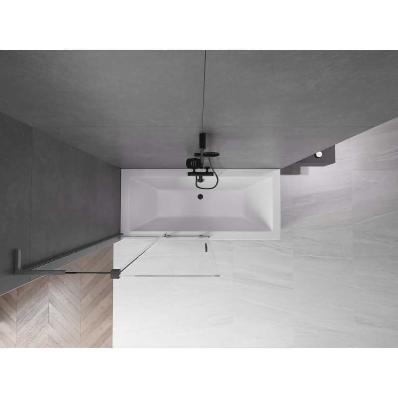 Mexen Velar L kahe tiivaga, lahtikäiv vannipaneel 100 x 150 cm, läbipaistev, harjatud gun gray - 896-100-003-01-66