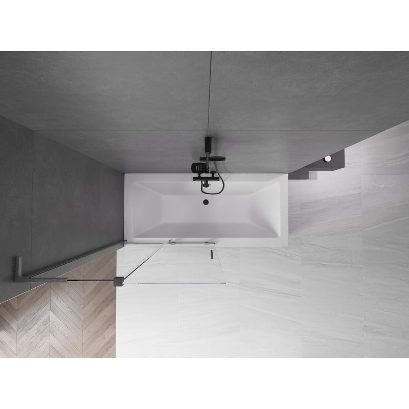 Mexen Velar L paroi de bain à deux panneaux coulissants 100 x 150 cm, transparent, gris canon brossé - 896-100-003-01-66